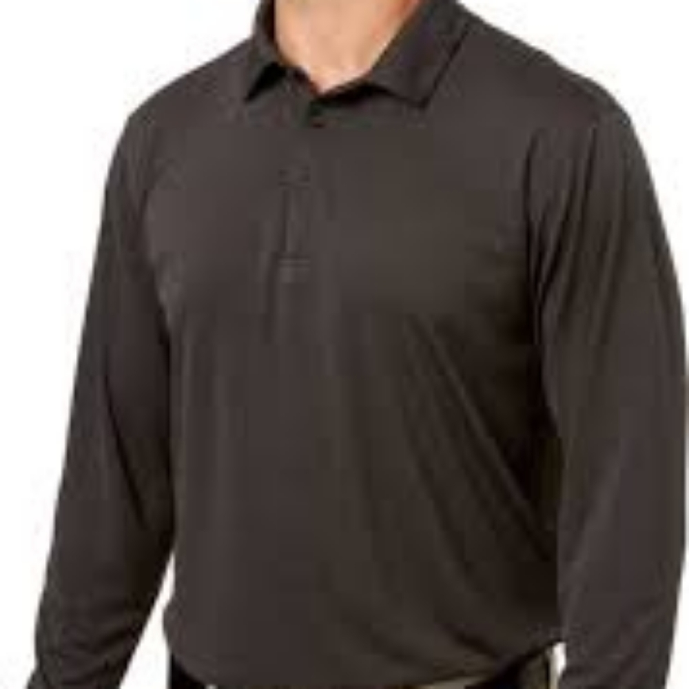 Walter Hagen Long Sleeve Heather Black Golf Polo